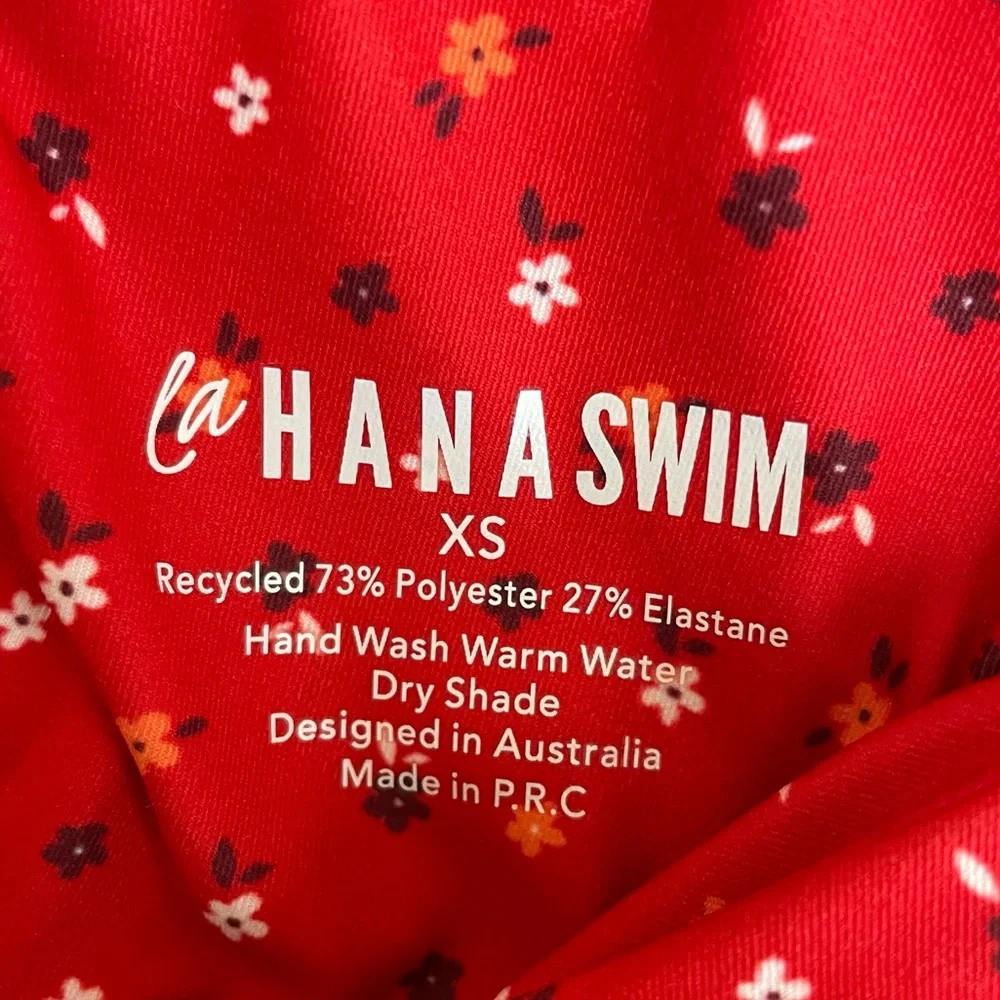 LaHana Swim Red Floral Emilia Bra Cup Bikini Top & Bottoms Two Piece Set XS